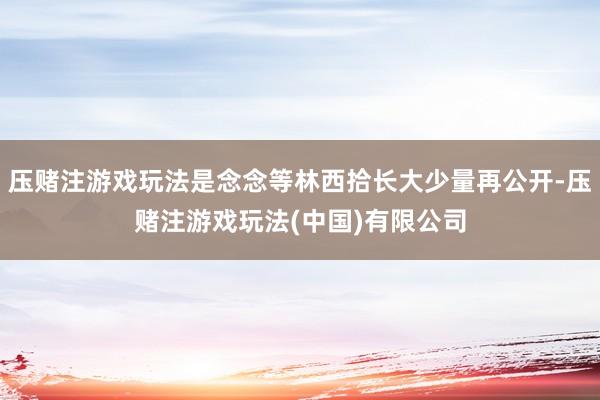 压赌注游戏玩法是念念等林西拾长大少量再公开-压赌注游戏玩法(中国)有限公司