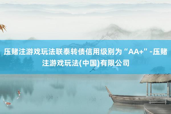 压赌注游戏玩法联泰转债信用级别为“AA+”-压赌注游戏玩法(中国)有限公司