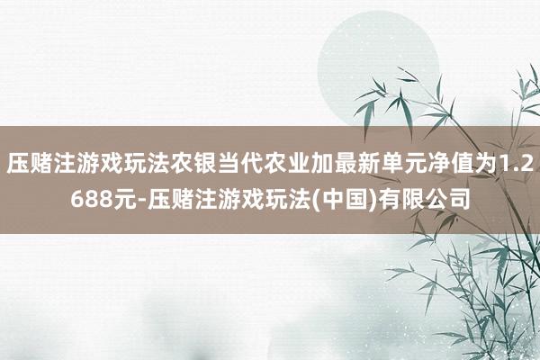 压赌注游戏玩法农银当代农业加最新单元净值为1.2688元-压赌注游戏玩法(中国)有限公司