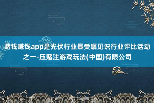 赌钱赚钱app是光伏行业最受瞩见识行业评比活动之一-压赌注游戏玩法(中国)有限公司