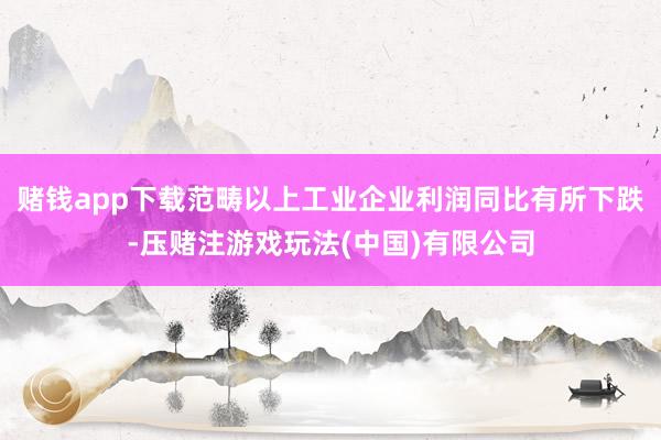 赌钱app下载范畴以上工业企业利润同比有所下跌-压赌注游戏玩法(中国)有限公司